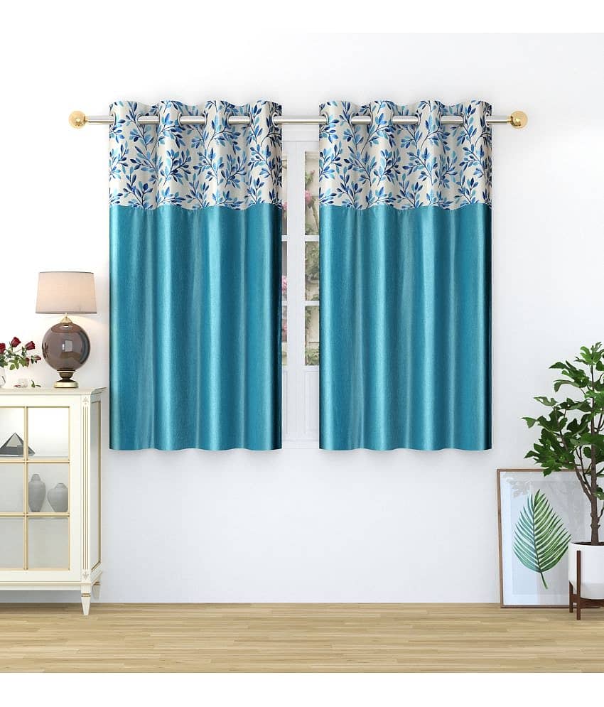 Homefab India Nature Blackout Eyelet Window Curtain 5ft (Pack of 2) - Turquoise