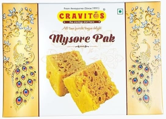Cravitos Indian Sweets 200g Pack � Traditional Mithai Assortment | Authentic Desi Sweets Gift Box | Indian Festival & Celebration Treats (200g, Mysore Pak)