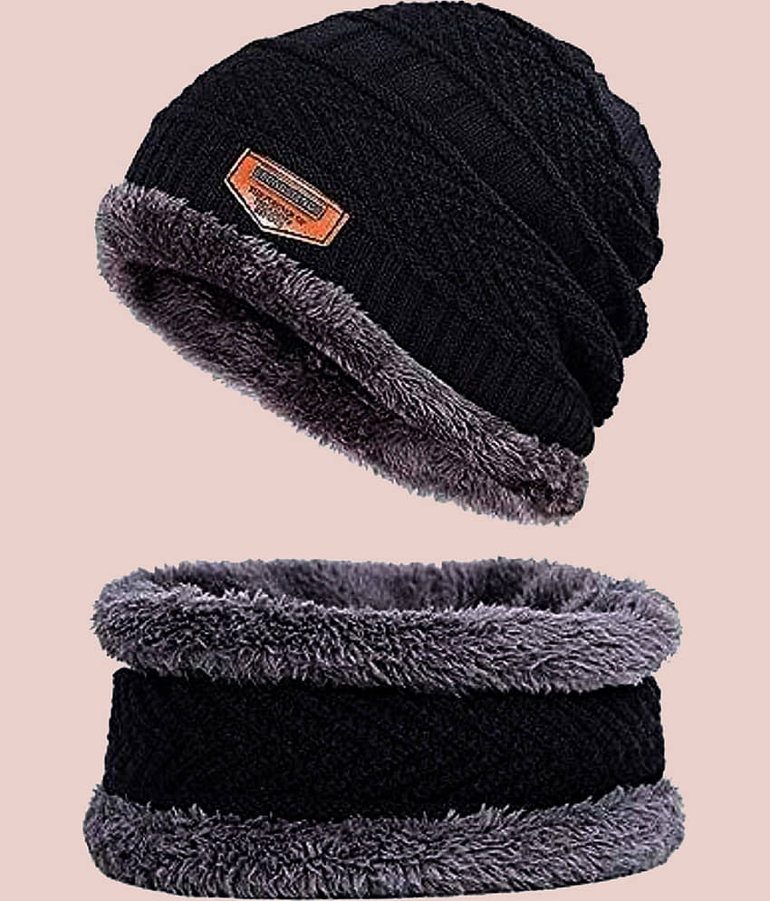Infispace Black Cotton Men's Cap ( Pack of 1 )