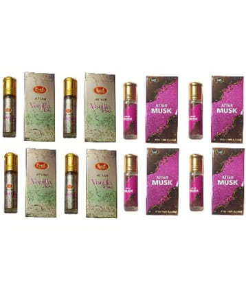 MONET 4 VANILA ROSE ATTAR, 4 ATTAR MUSK, 8 ML EACH, PACK OF 8 . - 50ml