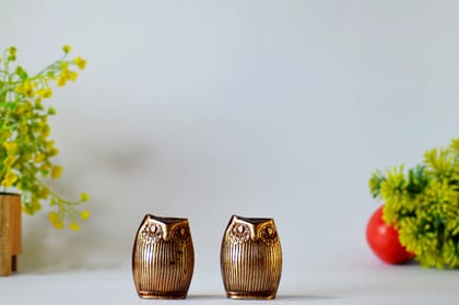 Brass Owl Decor with big eyes Showpiece (Color - Golden, Size - 2.5H *2L*1.5B) by Snova Enterprises