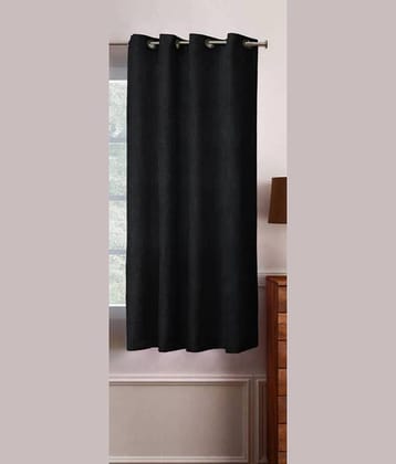 N2C Home Solid Semi-Transparent Eyelet Curtain 5 ft ( Pack of 1 ) - Black