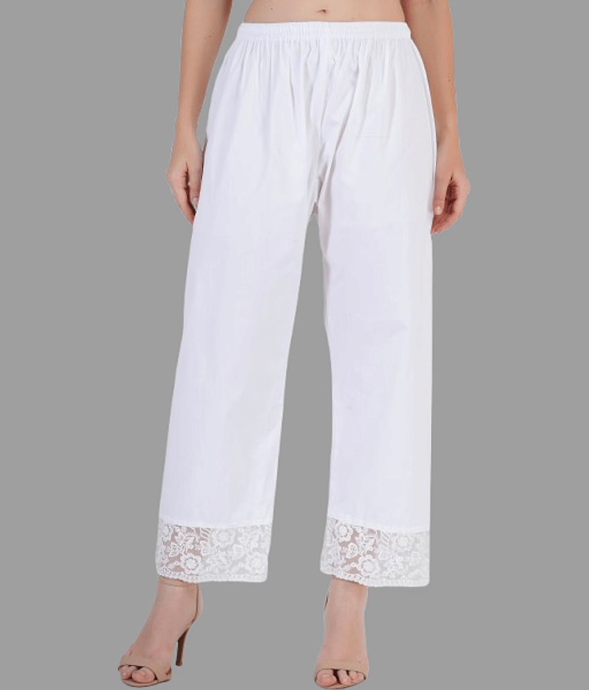 Aadrika Women Cotton Blend Solid Palazzos ( White )