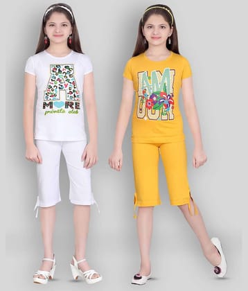 Sini Mini Pack of 2 Girls 100% Cotton Top With Capris ( Multi )
