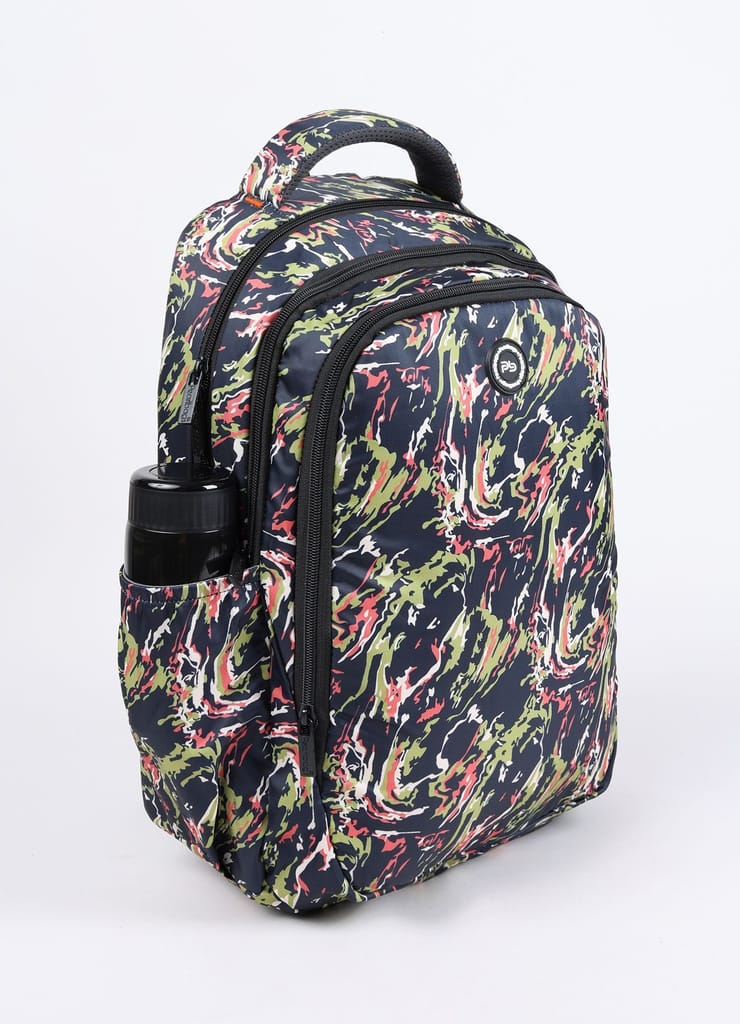 PB Pearlbags Archer 22L printed Laptop Backpack , 3 Compartments, Bottle Holder, Organizer, Premium Fabric, Water Resistant Anti Theft , School & College Bag for Boys and Girls, Office & Travel Bag for Men and Women