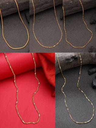 NVR Women's Set of 5 Gold-Plated Minimal Chain-Onesize / Gold / Alloy