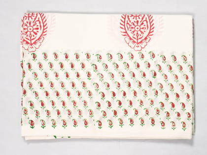 Red and Green  kalankaari screen  Print silk saree