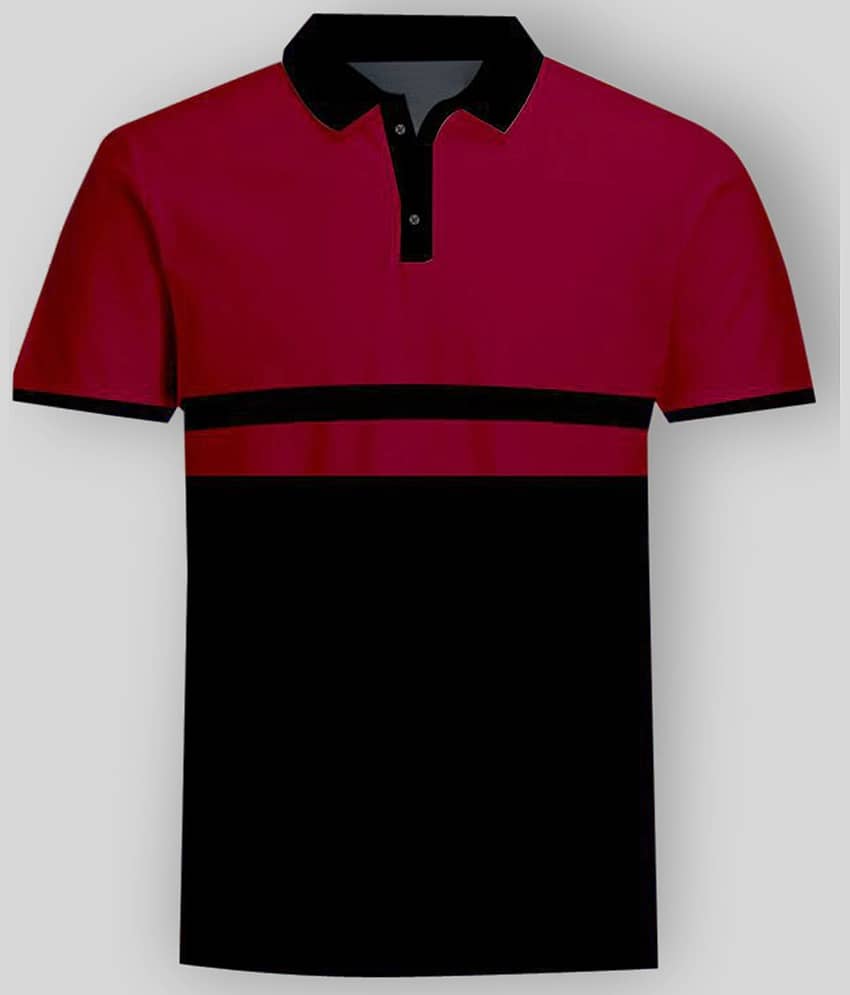 Veirdo Pack of 1 Cotton Blend Regular Fit Colorblock Half Sleeves Men's Polo T Shirt ( Black )
