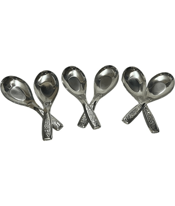 Dynore 6 Pcs Soup Spoons Stainless Steel Soup Spoon Silver ( Pack of 6 )
