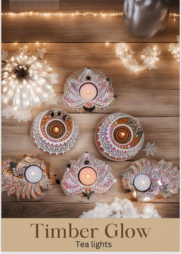 Craafty Souls - Rustic Wooden Tealight Log | Eco-Friendly Soy Wax Candle Holder - No