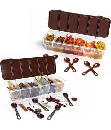 MAGICSPOON Spice Box Set Polyproplene Brown Multi-Purpose Container ( Set of 2 )