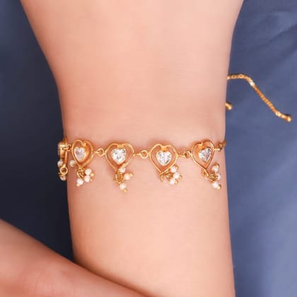 92.5 Sterling Silver everyday heart bracelet-Gold