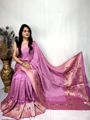Dola Silk Leheriya Print Saree-Pink
