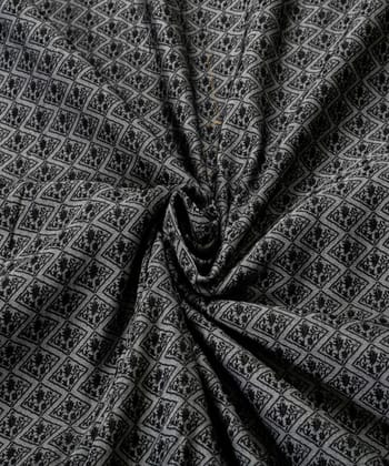 Black handwoven banarasi cotton silk fabric