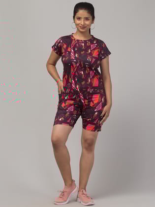 WUGO::Latest Fabulous High Quality Printed Sports Wear/Printed Gym Crop Tops Set/Printed Yoga Crop Tops Set/Cycling Crop Tops Set For Women's & Girls