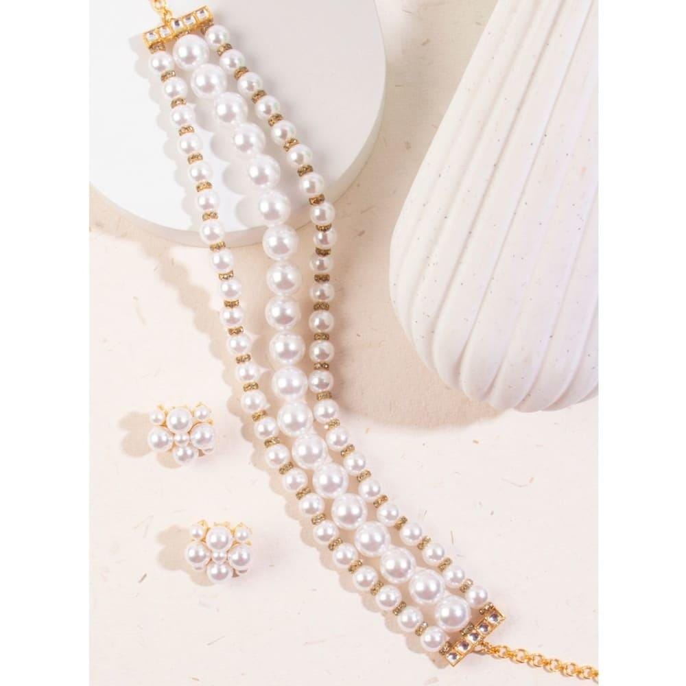 Gold Toned Multi layer Premium Pearls Intrend Stylish Fashio
