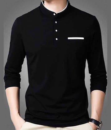 ENITOR Men Cotton Blend Regular Fit Solid T-Shirt ( Black )