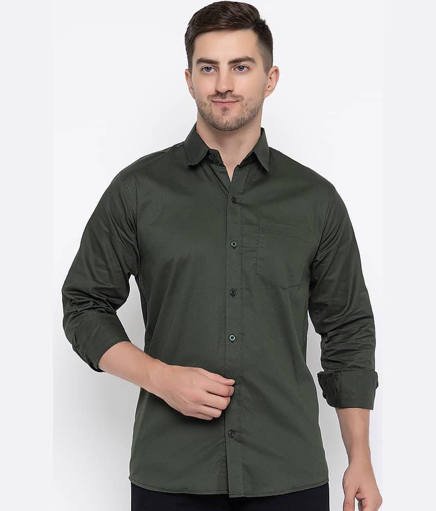 MODERNITY Cotton Blend Regular Fit Solids Full Sleeves Men's Casual Shirt - Green ( Pack of 1 )