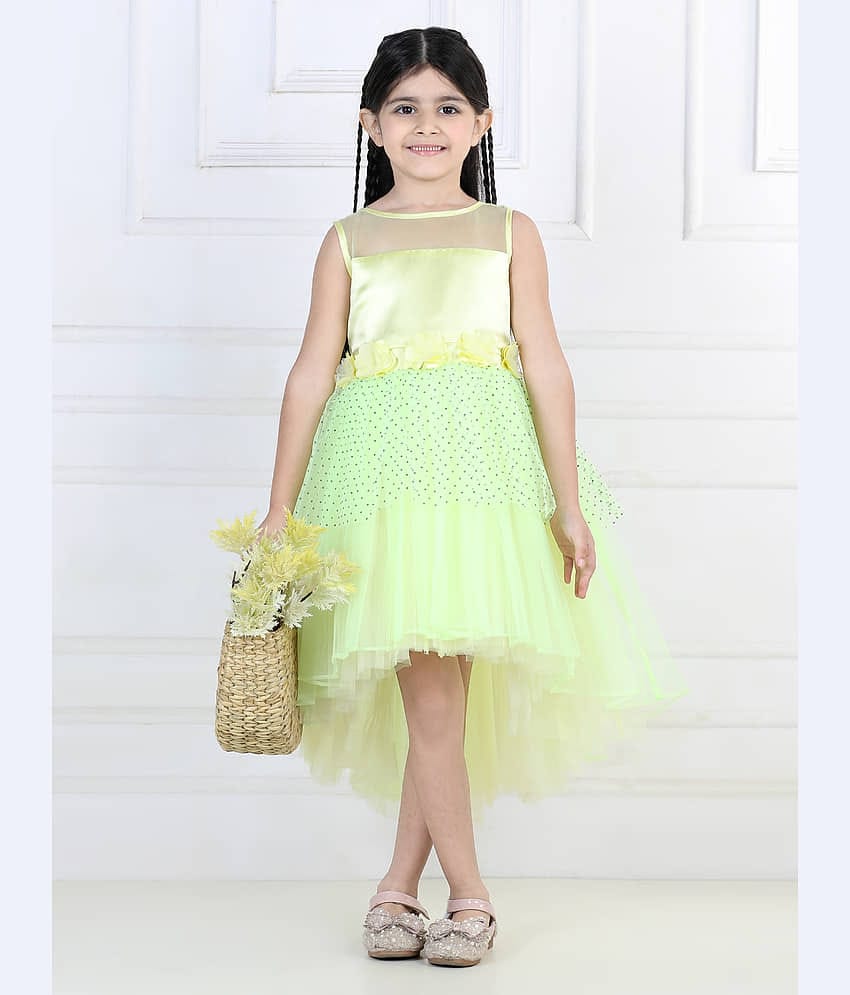 Toy Balloon Kids Net Asymmetric Dress For Girls ( Pack of 1 , Yellow )