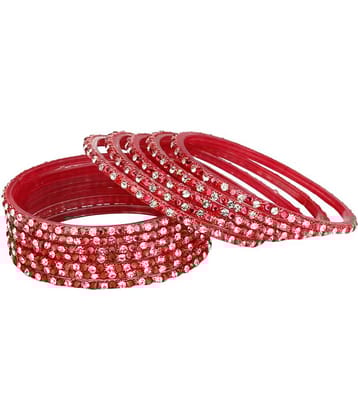 Somil 12 Red Glass Bangle Party Set Fully Ornamented With Colorful Beads & Crystal With Safety Box-EO_2.2