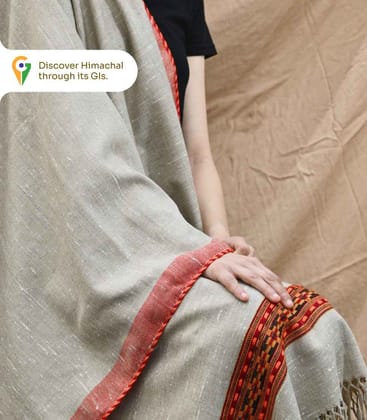 Himachali Pure Kullu Handloom Stole – Beige, Handcrafted Winter Elegance