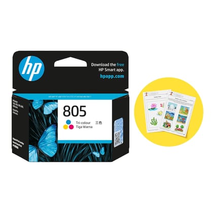 HP 805 Tri-Color Original Ink Cartridge,Multicolor Pack- 3YM72AA