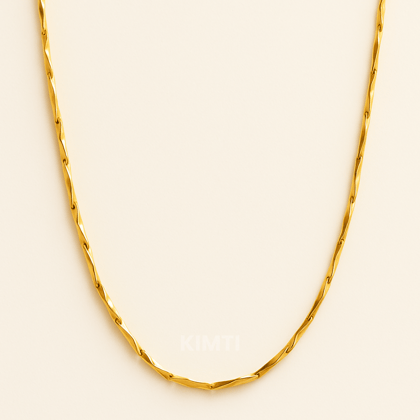 18k Gold Plated Twisted Anti Tarnish Cuboids Link Chain for Men