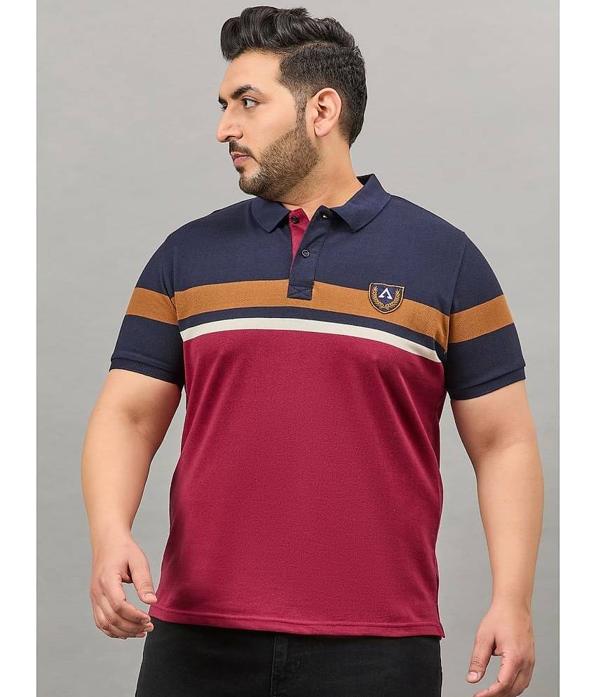 AUSTIVO Cotton Blend Regular Fit Striped Half Sleeves Men's Polo T Shirt - Multicolor ( Pack of 1 )