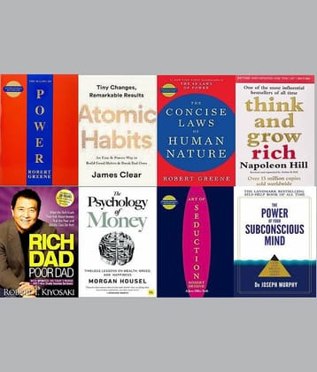 Concise Art Of Seduction + 48 Laws Of Power + The Concise Laws Of Human Nature + Atomic Habits + The Psychology of Money+ Rich Dad Poor Dad  + Think and Grow Rich + The Power of your Subconscious Mind