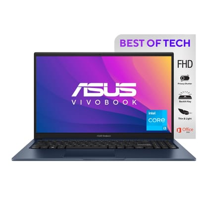 ASUS Vivobook 15 (2023), Intel Core i3-1315U 13th Gen, 15.6" (39.62 cms) FHD, Thin and Light Laptop (8GB/512GB SSD/Integrated Graphics/Windows 11/Office 2021/Backlit KB/Blue/1.7 kg), X1504VA-NJ321WS ASUS Vivobook 15 (2023), Intel Core i3-1315U 13th Gen, 