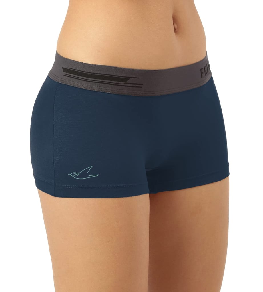 Freecultr Women's Underwear Antibacterial Micromodal Airsoft | Boy Short - Non-Itch, No Chafing, Sweat-Proof Comfort Pack of 1-Prussian Blue