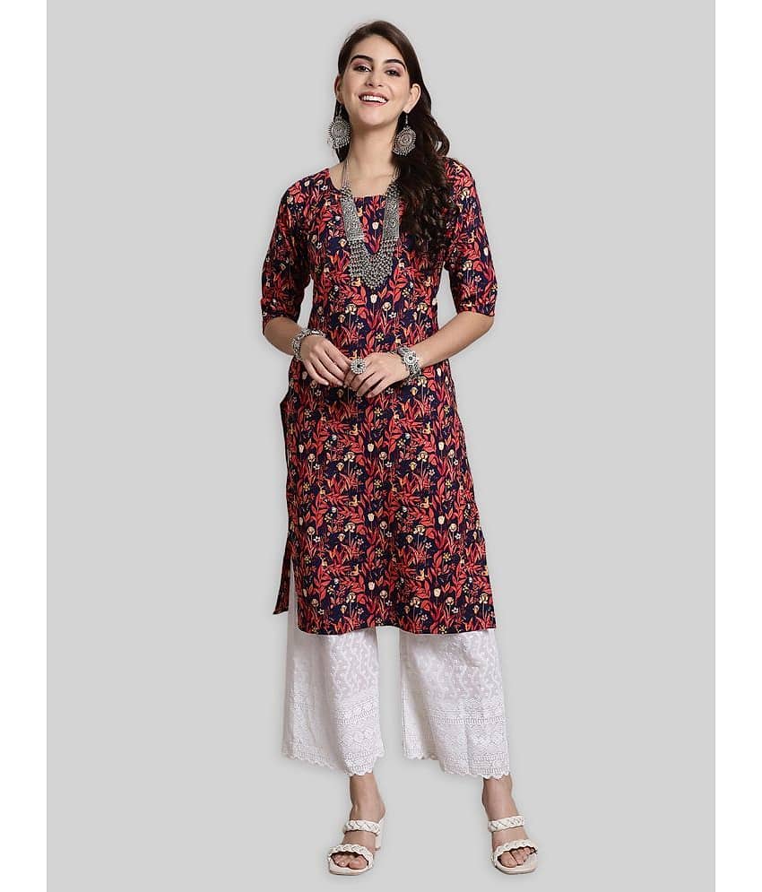 7Threads Crepe Printed Straight Women's Kurti - Multicoloured ( Pack of 1 )