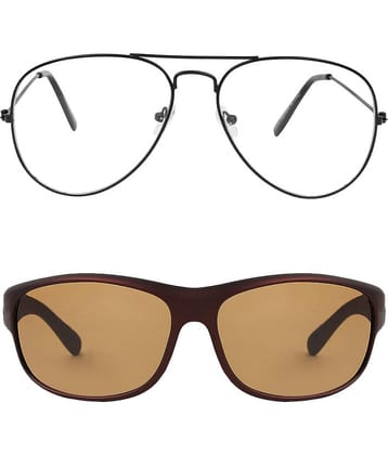 Kanny Devis - Bronze Wrap Around Sunglasses ( Pack of 2 )