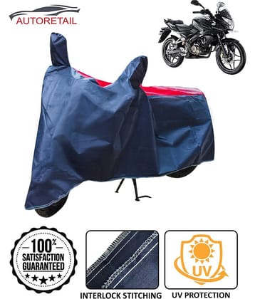 Autoretail Dust Proof Two Wheeler Polyster Cover With (Mirror Pocket) for Bajaj Pulsar LS-135 DTS-i with Buckle Lock (Red & Blue)