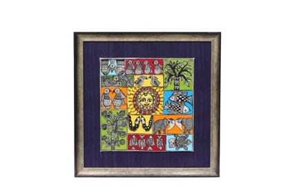 Madhubani Painting Wall Frame Ghicha (Tussar) Silk discription