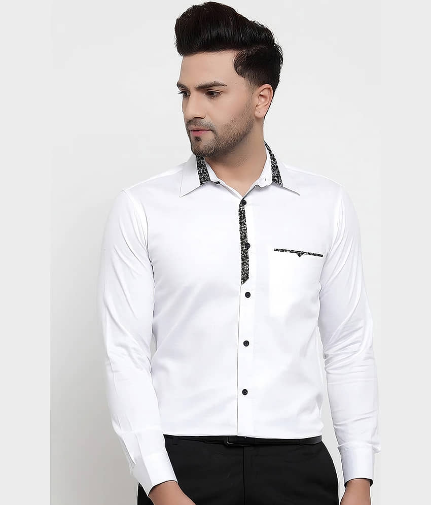 WEBRIC Cotton Blend Regular Fit Full Sleeves Men's Formal Shirt - White ( Pack of 1 )