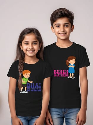 Bhai Bahan Ki Jodi Rakhi T-shirt for Brother Sister-Black / 1-2 Year / 1-2 Year