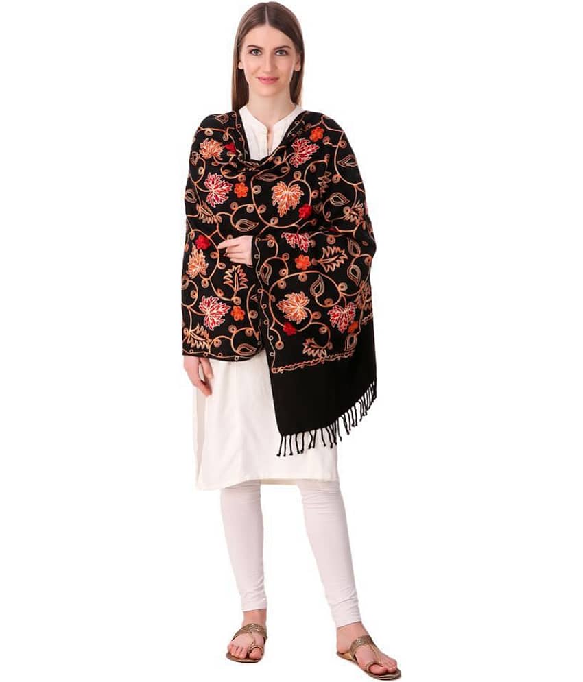 Bravezi Black Kashmiri Shawl