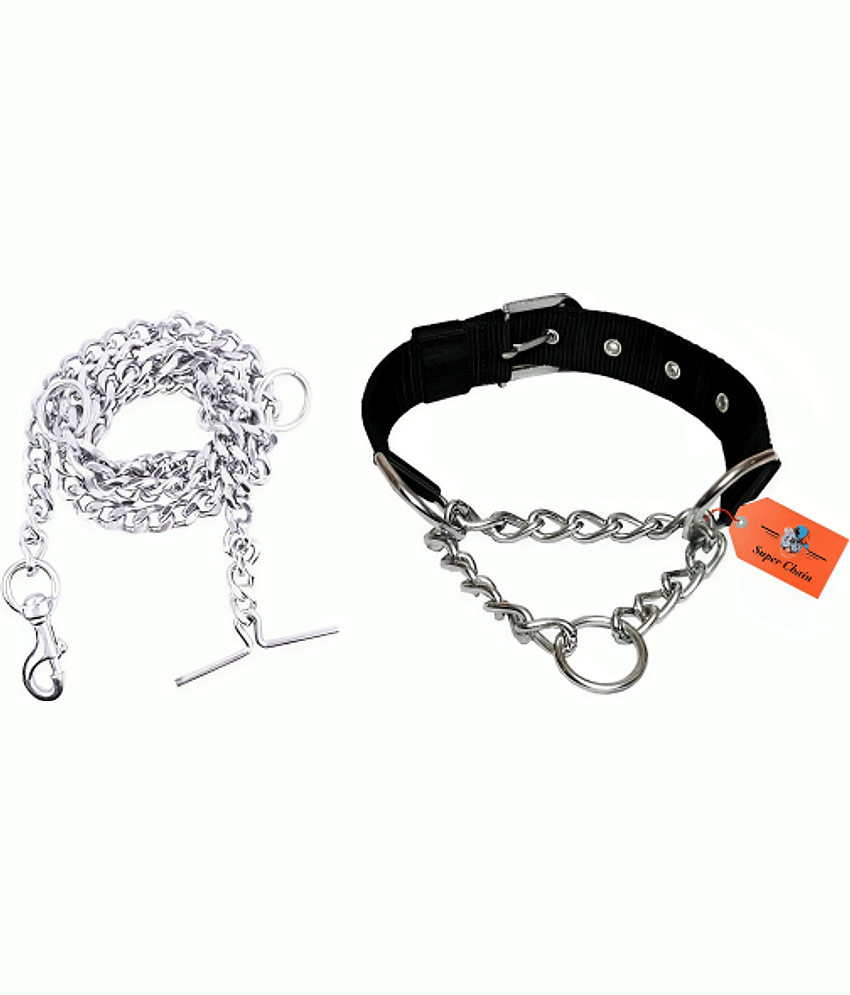 super chain - Blue Combo (Collar Belt and Leash) ( Medium )
