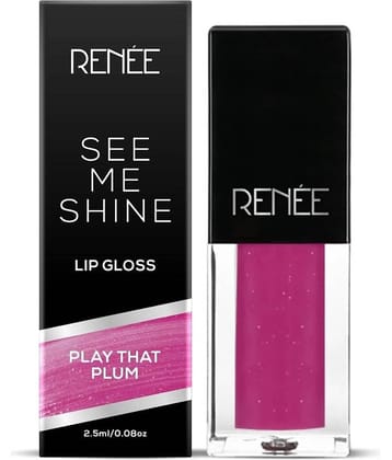 RENEE See Me Shine Lip Gloss - Play That Plum, Non Sticky & Non Drying Formula, Long Lasting, 2.5ml