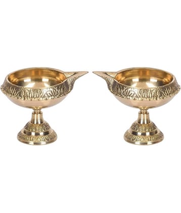 Art N Hub Brass Floor Diya - Pack of 2