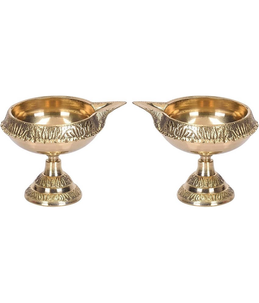 Art N Hub Brass Floor Diya - Pack of 2