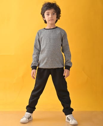 BLACK SPACE DYED SWEATSHIRT BLACK FLEECE JOGGER SET - BLACK-6-12 MONTHS / 2N / BLACK