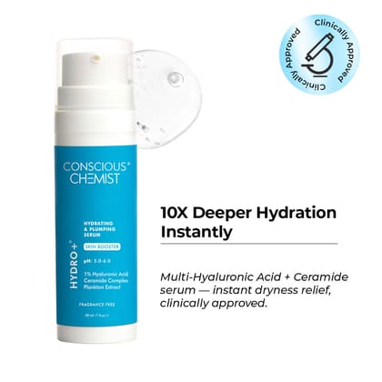 Conscious Chemist 1% Hyaluronic Acid Serum, Face Serum for Dry Skin - 30ml