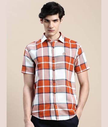 Showoff Cotton Blend Regular Fit Checks Half Sleeves Men's Casual Shirt - Orange ( Pack of 1 )