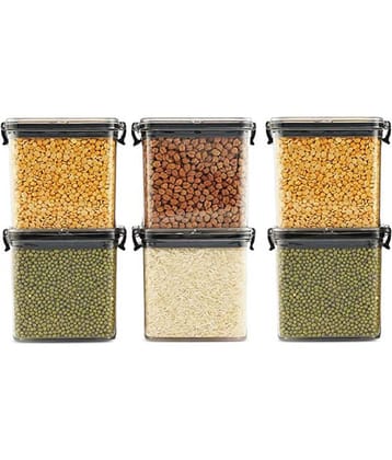 iview kitchenware - Dal/Pasta/Grocery Black Plastic Dal Container ( Set of 6 ) - 550 ml