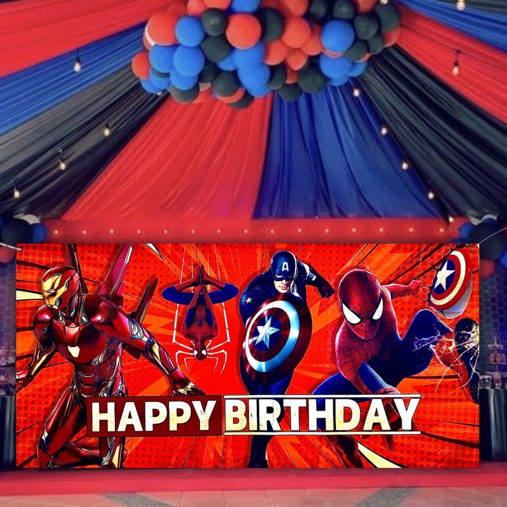 Superhero Birthday Banner For Wall/Glass/Window Decoration - 4FT X 2FT - Party and Festive Needs | Buy online on ZillyBuy