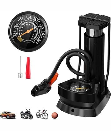 Bhavyta Portable High Pressure Foot Air Pump Heavy Compressor Cylinder with Gauge Floor for Bicycle, Car and Motorbike for Football Cycle Pumps for Bicycle for Tubeless