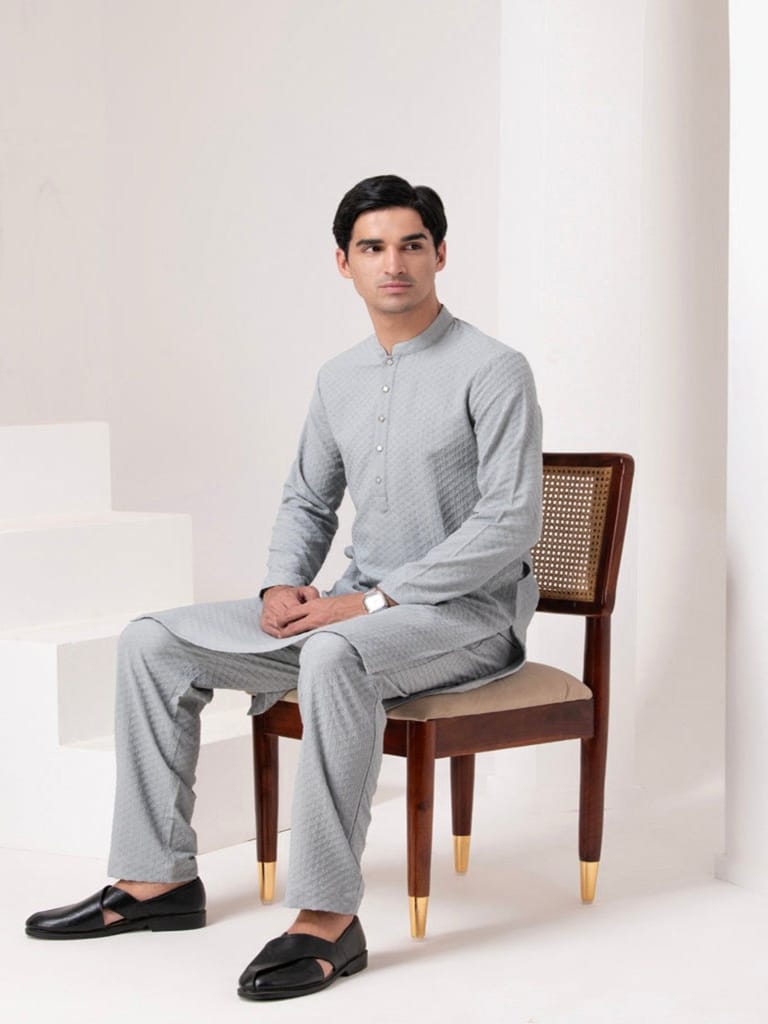 Tonal Emb Kurta Set