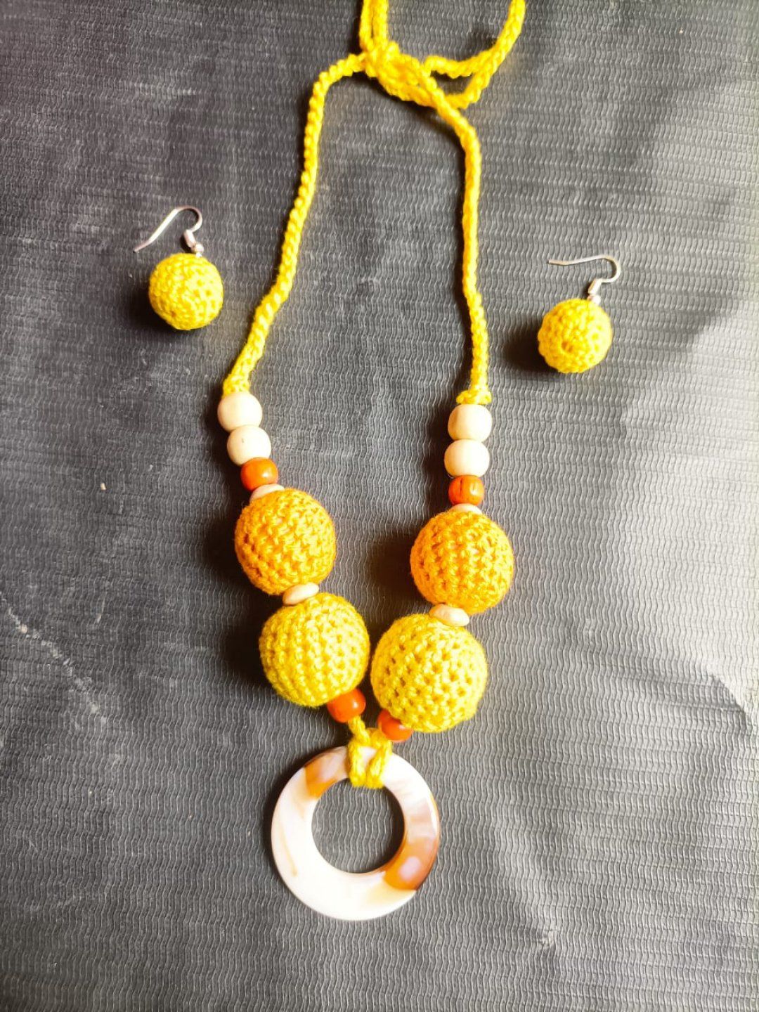 Yellow Necklace with Earrings